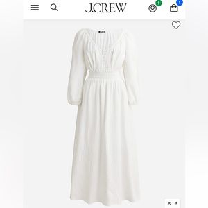 J.Crew V-neck midi dress in white gauze. Size M. NWT